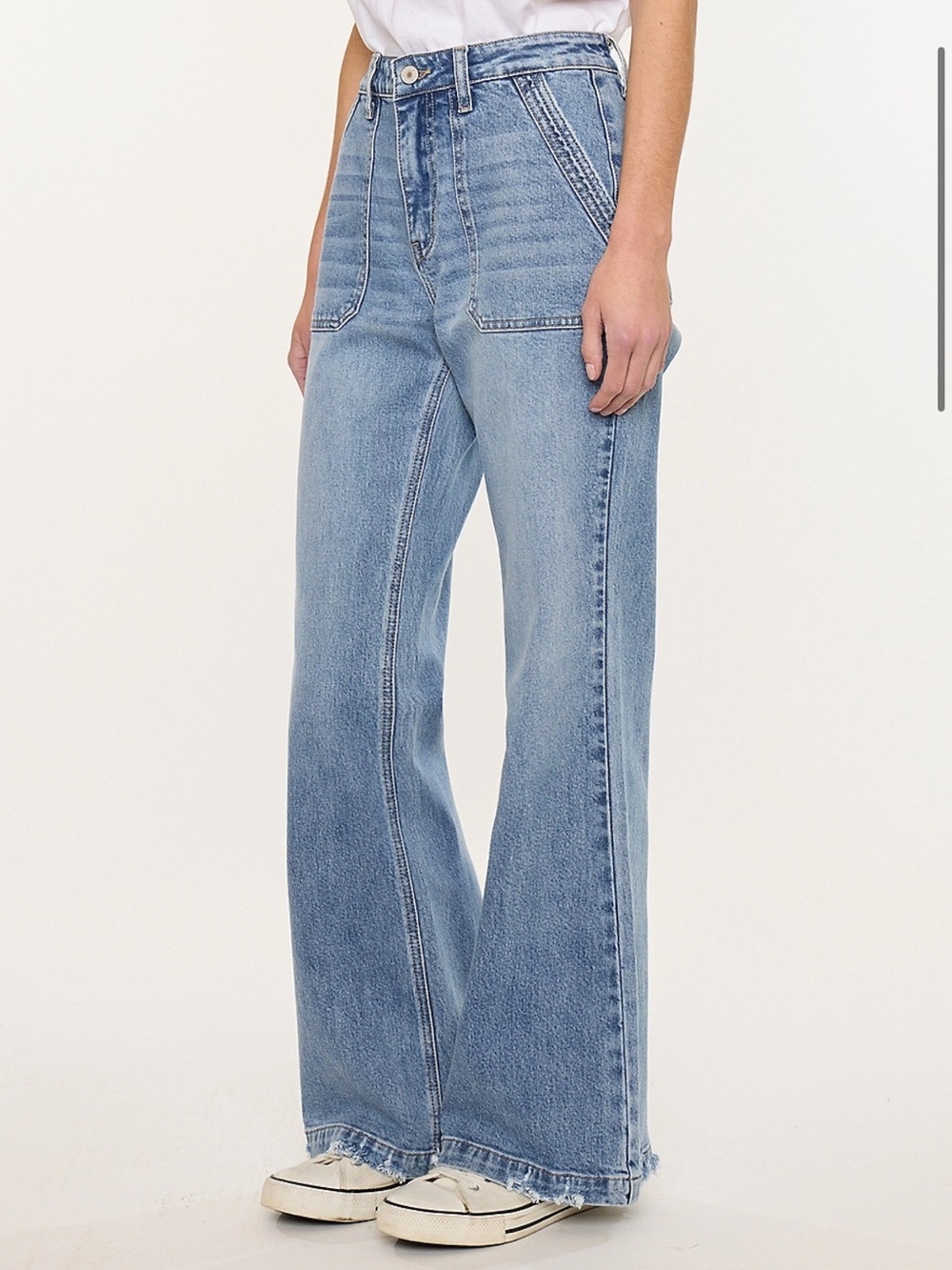 High-Rise Wide Leg Jeans in Light Blue